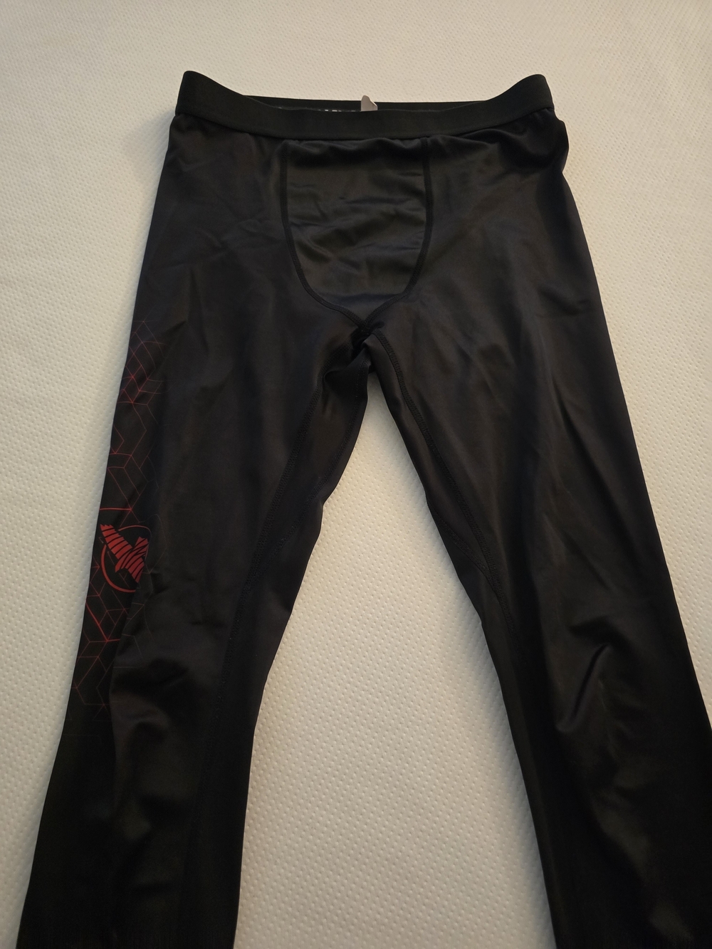 Men's Black Performance Compression Joggers with Red Accent
